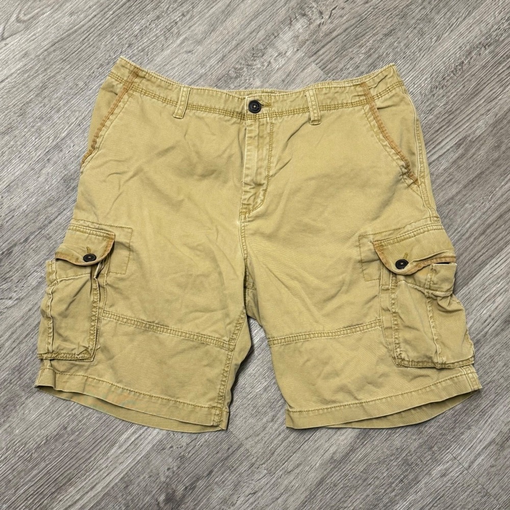 Aeropostale Mens Baggy Cargo Shorts Sz 36 Tan Khaki Cotton Utility Y2K